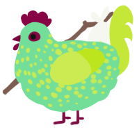 A spring and lime chicken with a speckle pattern