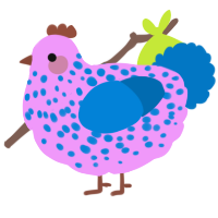 A lavender and sapphire chicken with a speckle pattern