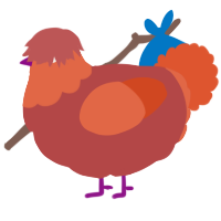 A red and vermilion chicken with a head pattern