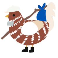 A russet and cream chicken with a bar pattern
