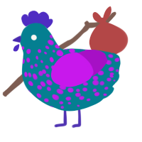 A sea and amethyst chicken with a speckle pattern