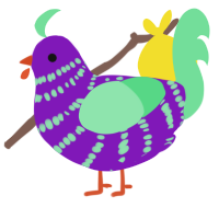 A violet and spring chicken with a bar pattern