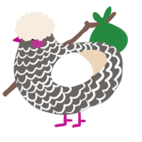 A grey and cream chicken with a lace pattern
