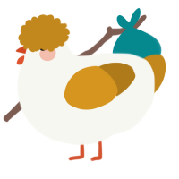 A white and ochre chicken
