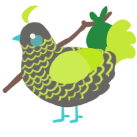 A grey and lime chicken with a lace pattern