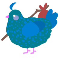 A sea and sapphire chicken with a speckle pattern