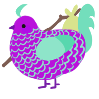 A amethyst and mint chicken with a lace pattern