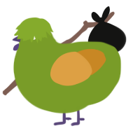 A chartreuse and orange chicken