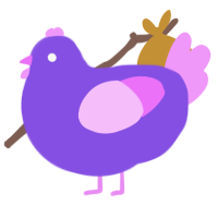 A blurple and lavender chicken