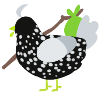 A black and mist chicken with a speckle pattern