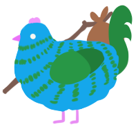 A sky and viridian chicken with a bar pattern