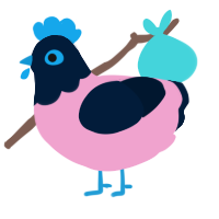 A pink and tumblr chicken with a head pattern