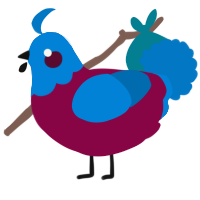 A maroon and sapphire chicken with a head pattern