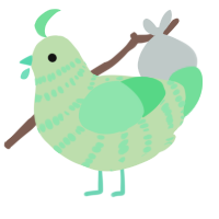 A gluppy and spring chicken with a bar pattern