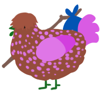 A russet and orchid chicken with a speckle pattern