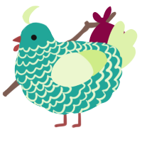 A turquoise and apple chicken with a lace pattern