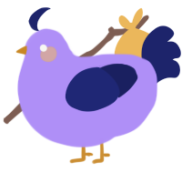 A lilac and navy chicken