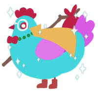 A aqua and orchid chicken