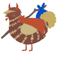 A russet and honey chicken with a bar pattern