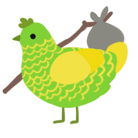 A grass and yellow chicken with a lace pattern