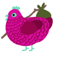 A fuchsia and maroon chicken with a lace pattern
