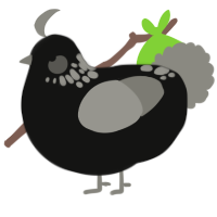 A black and ash chicken with a neck-speckle pattern