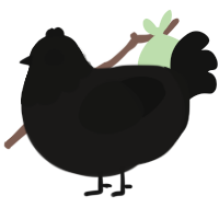 A sable and black chicken with a head pattern