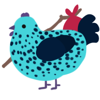 A aqua and tumblr chicken with a speckle pattern