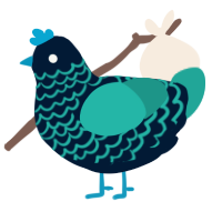 A tumblr and turquoise chicken with a lace pattern