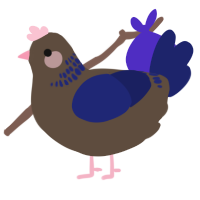 A bark and navy chicken with a neck-band pattern