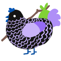 Bismuth, a black and lilac chicken with a lace pattern
