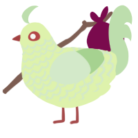A apple and gluppy chicken with a lace pattern