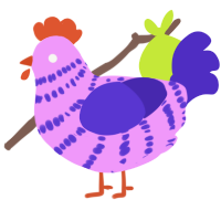 A lavender and indigo chicken with a bar pattern