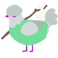 A spring and silver chicken with a head pattern