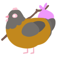 A ochre and grey chicken with a head pattern