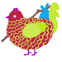 A crimson and lime chicken with a lace pattern