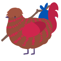 A russet and crimson chicken with a bar pattern