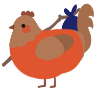A vermilion and brown chicken with a head pattern