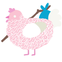 A rose and white chicken with a double-lace pattern