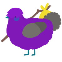 A violet and grey chicken