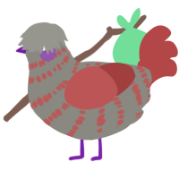 A ash and red chicken with a bar pattern