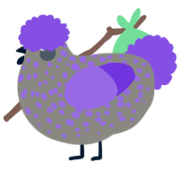 A ash and blurple chicken with a speckle pattern