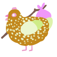 A ochre and apple chicken with a speckle pattern