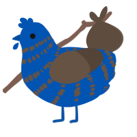 A ultramarine and bark chicken with a bar pattern