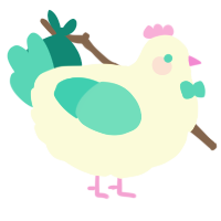 A white and aqua chicken