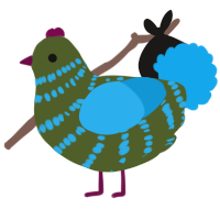 A olive and sky chicken with a bar pattern