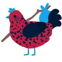 A crimson and tumblr chicken with a speckle pattern