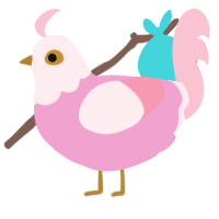 A pink and rose chicken with a head pattern