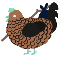 A brown and sable chicken with a lace pattern