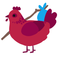 A crimson and maroon chicken with a neck-speckle pattern